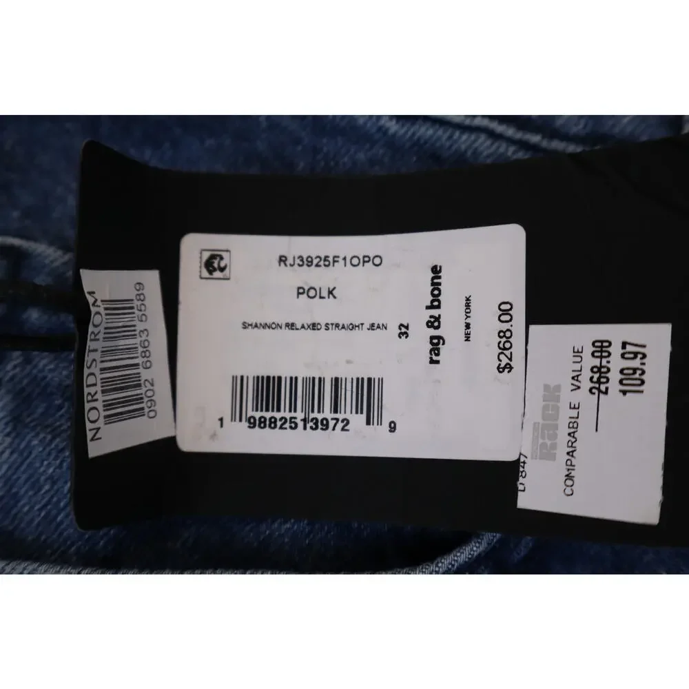 NEW Rag & Bone Shannon Relaxed Straight Jeans Women's Blue Distressed Size 32 - Picture 5 of 7